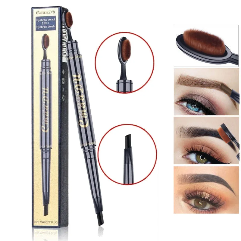 Карандаш для бровей 2 в 1 водостойкий черный кофейный коричневый | Красота и