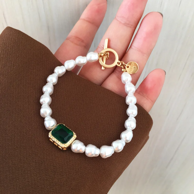 

New tide pearl color micro-zircon bracelet baroque women fashion elegant real pearl bracelet bracelet