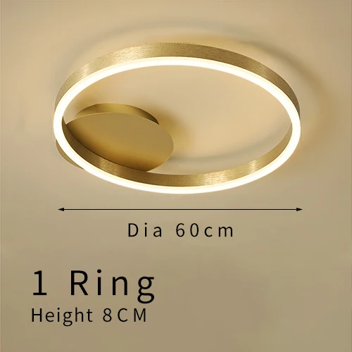 Dia60cm 1ring Современный светодиодный потолочный светильник в спальню, гостиную, алюминий, матовое золото, креативные кольца, Скандинавский дизайн, лампа, светильник для проекта - Цвет корпуса: Dia60cm 1ring