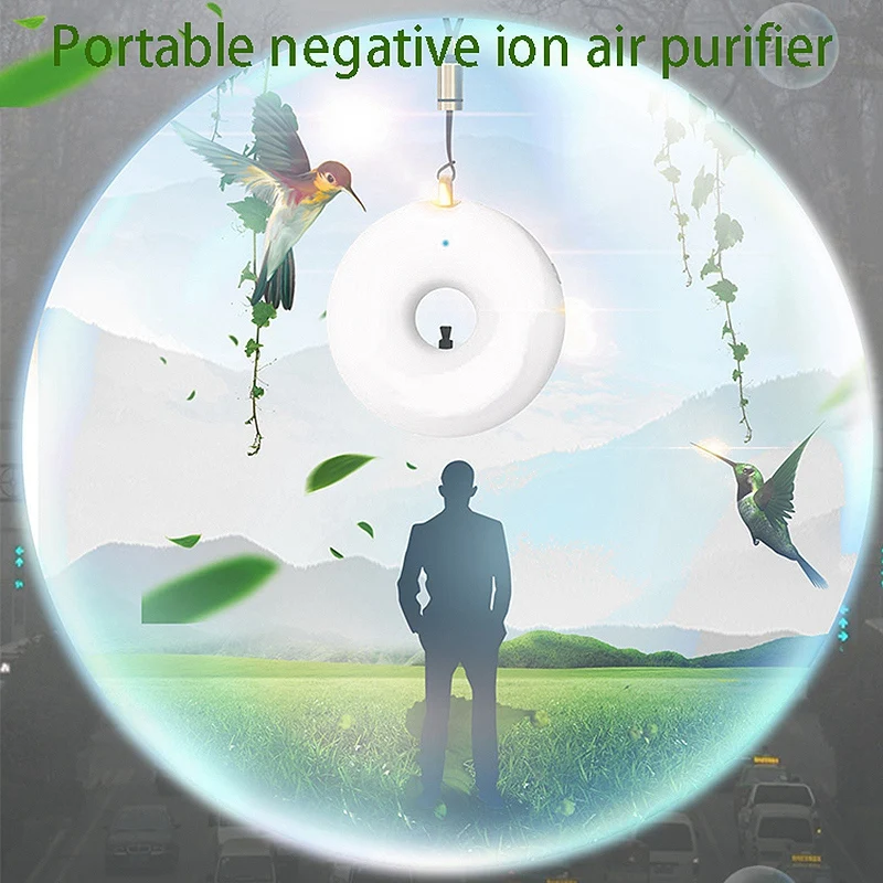 

2set Hanging Neck Air Purifier, Household Portable Car Oxygen Bar Negative Ion Air Purifier(Black&White)