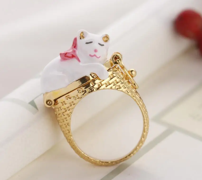 Size 6 ring CSxjd эмалированная глазурь изысканное симпатичное кольцо для кошек - Цвет основного камня: Size 6 ring