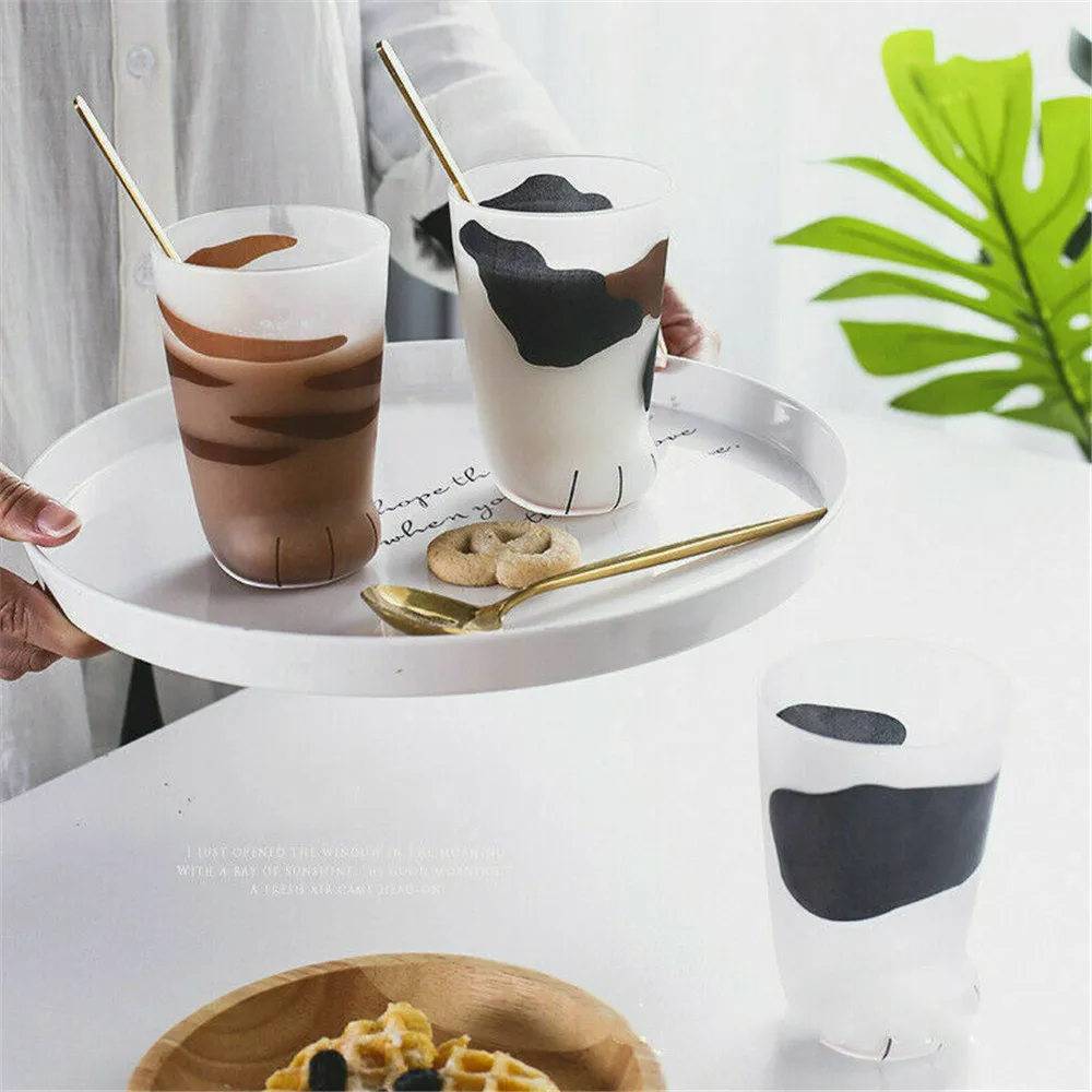 

Creative Office Coffee Mug Cute Cat Paws Glass Tiger Paws Frosted Mug Tumbler Personality Breakfast Milk Porcelain Cup Gift