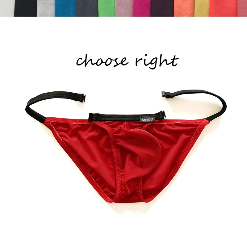 

Detachable button men's briefs thin ice silk translucent comfortable low waist men's briefs protruding pouch bag to cover the bu