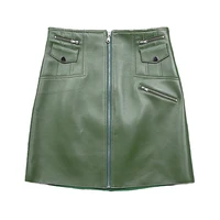 2021 new leather skirts for women 3 colors mini skirt zipper sheepskin lady sexy streetwear tf8514