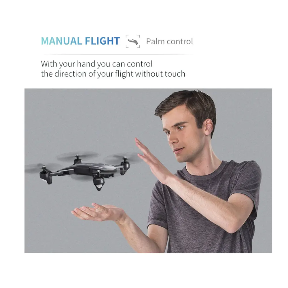 RC Дрон Квадрокоптер складной с двойной камерой WiFi FPV 720P жестовая съемка