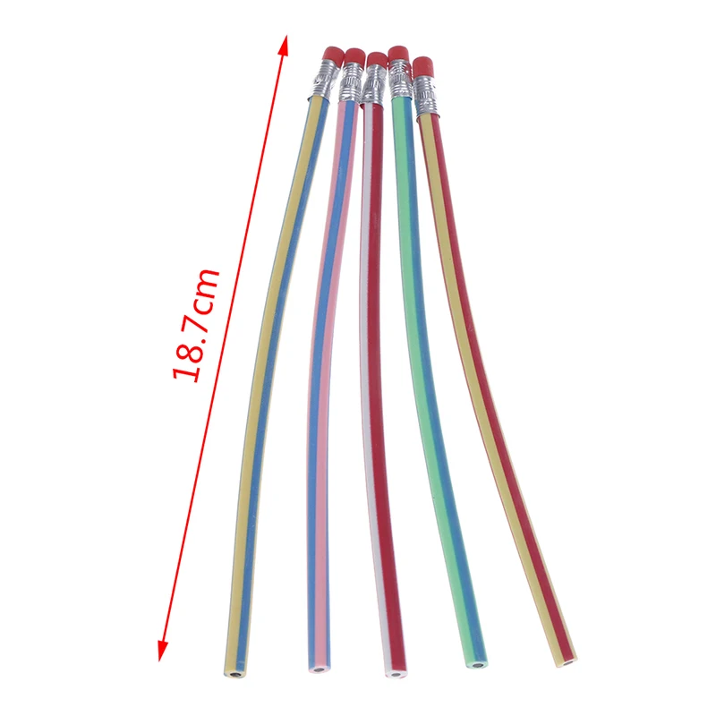 

10pcs Funny Flexible Soft Bendy Pencil With Eraser For Student Kids Writing School Stationery Fun Bend Soft Pencil Multi-colored