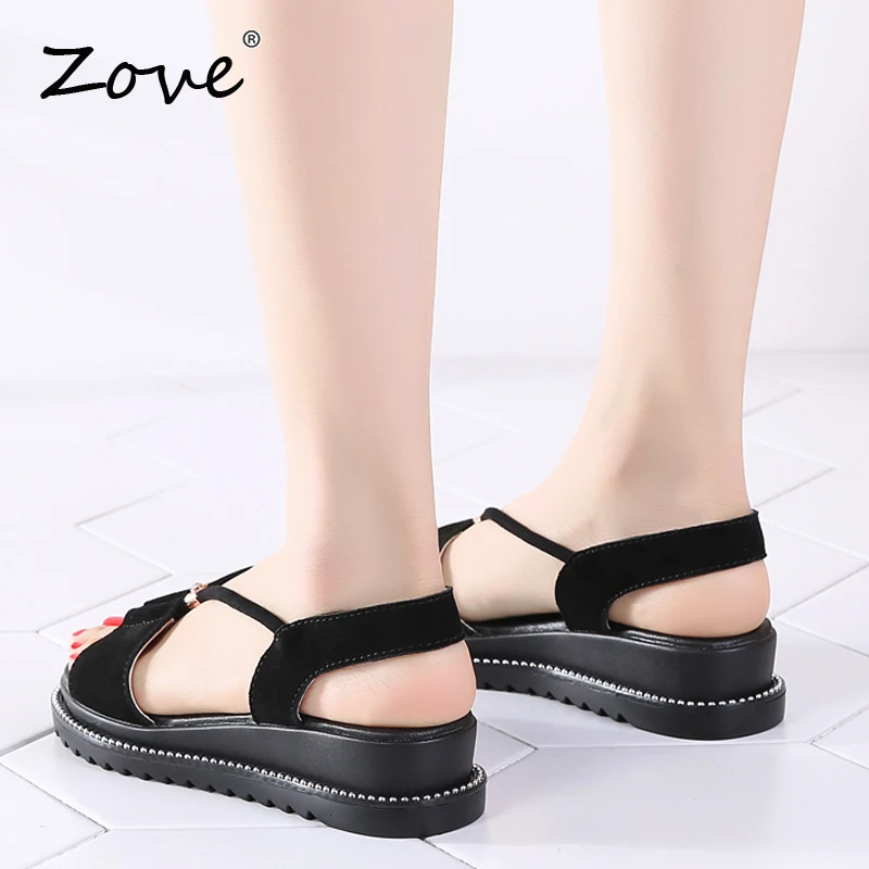 Женские замшевые сандалии ZOVE летние пляжные с ремешками на лодыжках без застежек