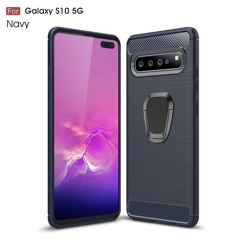 Тёмно-синий Кольцо из углеродного волокна держатель чехол для samsung Galaxy A50 A70 A30 10 20 40 60 A10e A20e M10 M20 м 30 A2 Core A6 A8 плюс A7 A9 - Цвет: Тёмно-синий