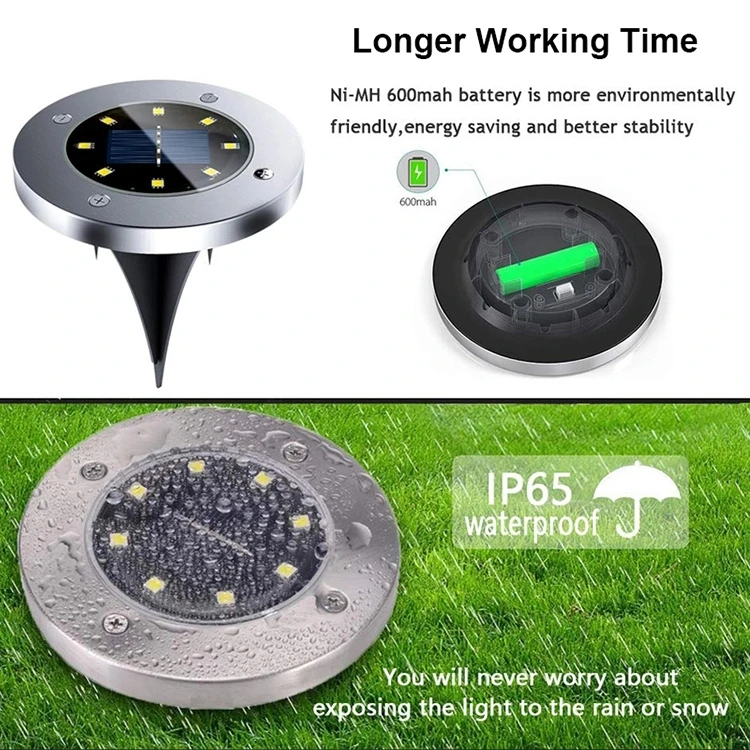 Водонепроницаемый 8LED Солнечный подземный светильник s нержавеющая сталь