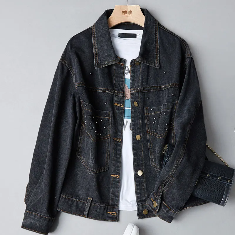 

Fast Delivery New Autumn Fashion Women’s Denim Jacket Full Sleeve Loose Button Short Lapel Wild Leisure