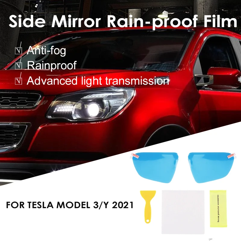 

Для Tesla Model 3 2021 Автомобильное зеркало заднего вида с защитой от дождя отражатель боковое зеркало Водонепроницаемая противотуманная пленка ...
