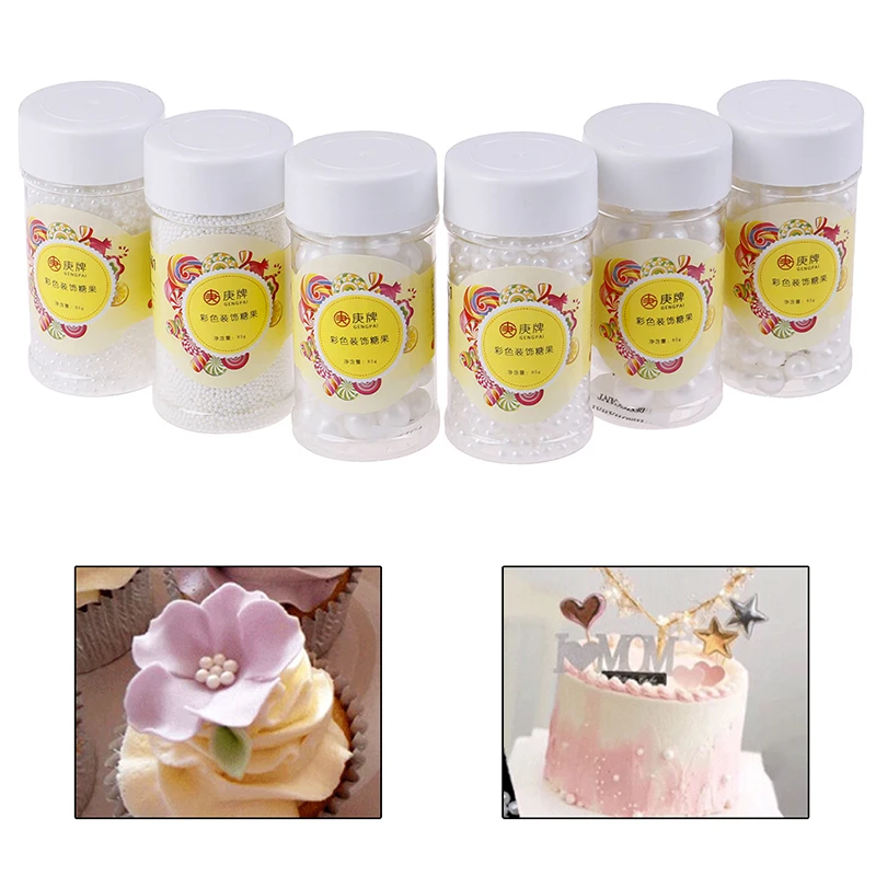 

85g White Pearl Can 85g White Pearldy Sugar Edible Beads DIY Cake Ice Cream Chocolate Craft Decoration Baking Decorative Supply