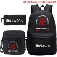 tokyo revengers 3pcsset school bags for boys casual casual backpacks women japanese pencil case shopping bag backpack mochila