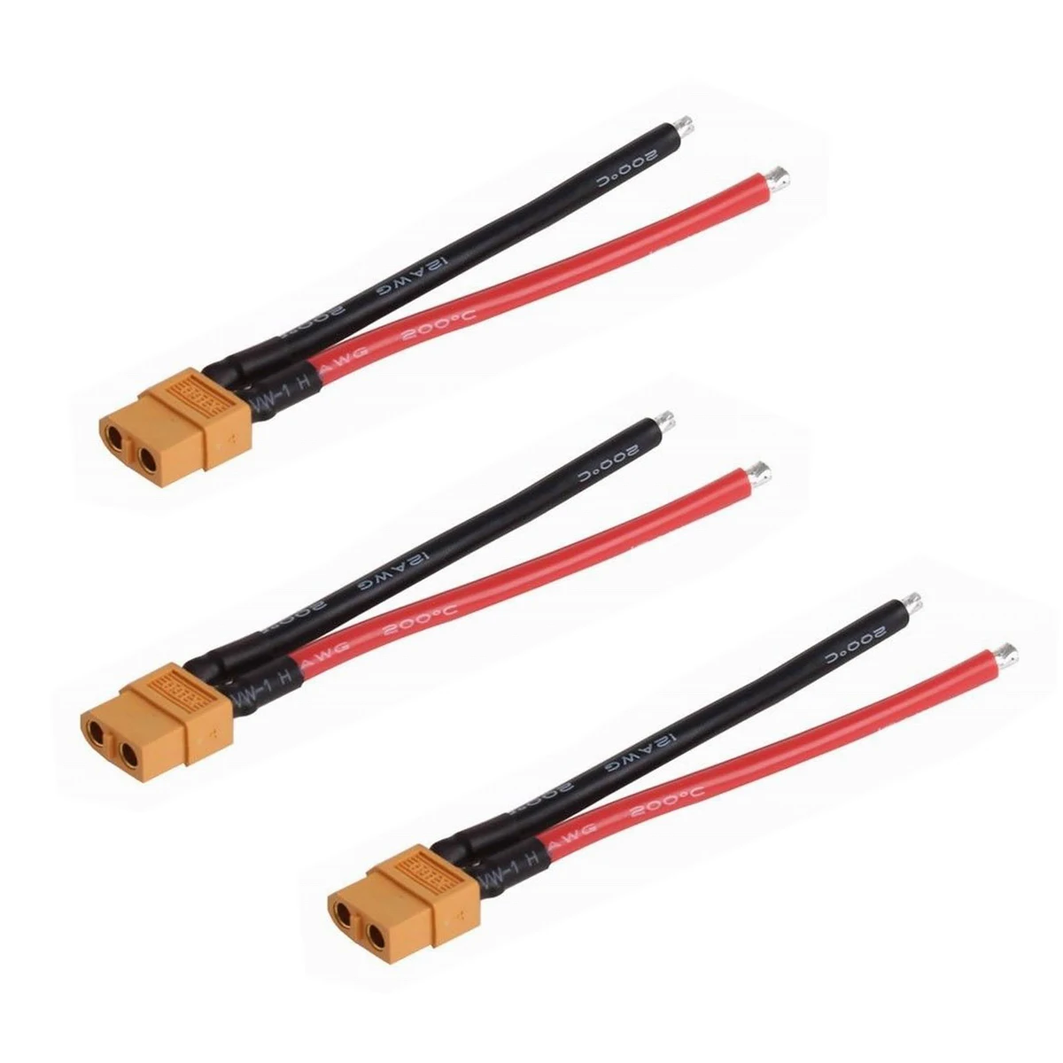 

3x XT60 Female Converter Battery Wire Plug w/ 10cm 12#AWG Silicone Cable NEW