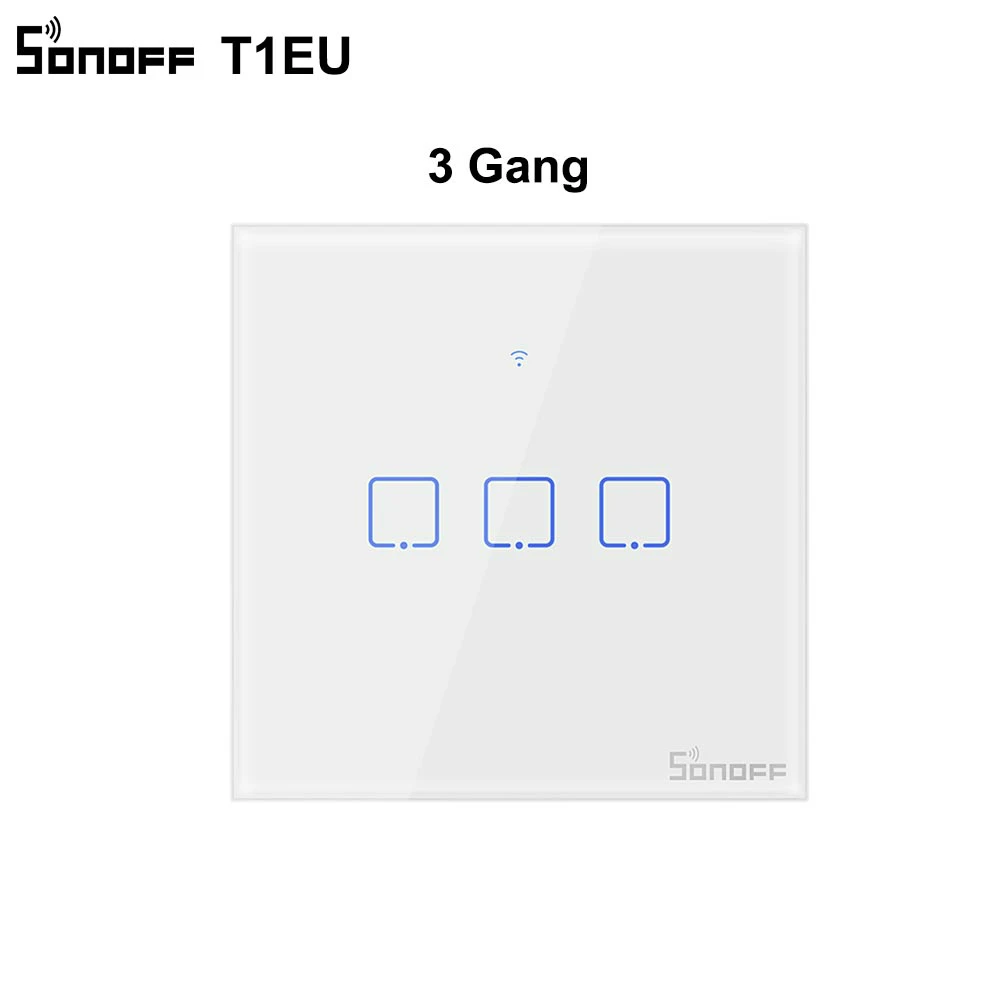 Sonoff T1 EU 3 Gang SONOFF T1 T2 T3 TX пульт дистанционного управления RF/Voice/APP/Touch control EU/US/UK Wifi умная потолочная лампа с ИК датчиком-выключателем сенсорный экран с Google Home Alexa - Цвет: Sonoff T1 EU 3 Gang