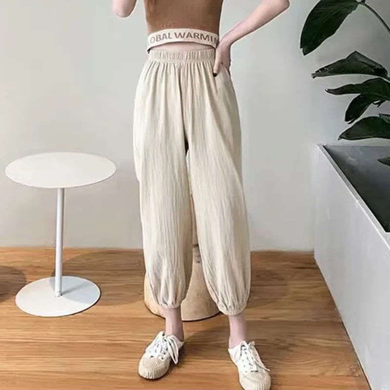 

Harem Pants Women Elastic Waist Trousers Students Sweatpants Cotton Trendy Harajuku Chic Summer Slacks Pantalon Mujer