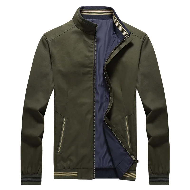 

Men jacket Korean Slim new trend handsome business casual jackets double-sided wear jacket long sleeve stand collar men coat