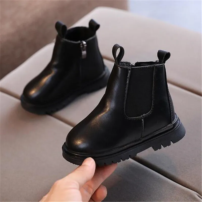 Children Chelsea Boots Kids Girls Martin Casual Autumn Winter PU Leather School Boy Shoes Fashion Toddler Booties | Детская одежда и