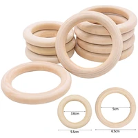 5pcs 5 56 5cm natural wood rings baby teething rings infant teether kids toy wooden beads for diy craft gift home decoration