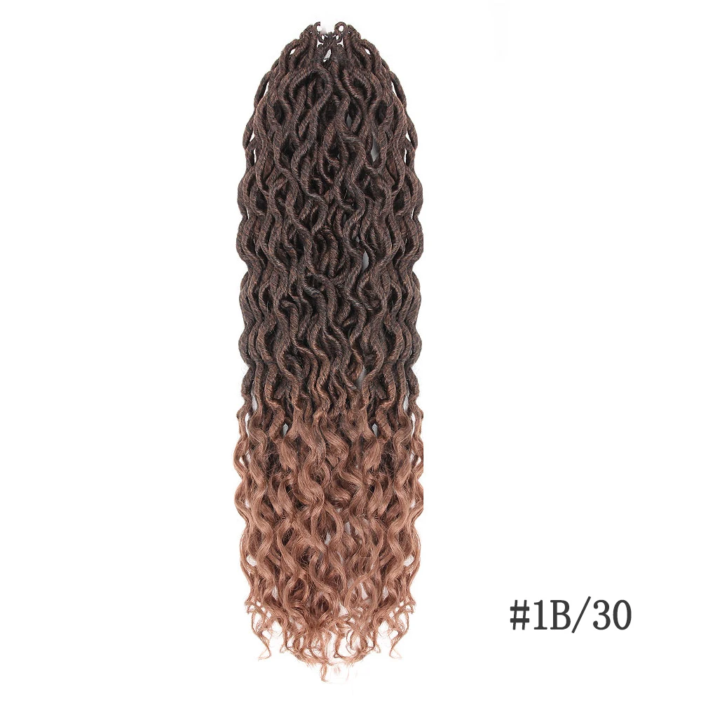 1B-30 Pageup 24 18 дюймов богиня искусственные локоны в стиле Crochet косы волосы эффектом деграде(переход от темного к синтетические вьющиеся дреды, накладные волосы на заколке для Для женщин - Цвет: 1B-30