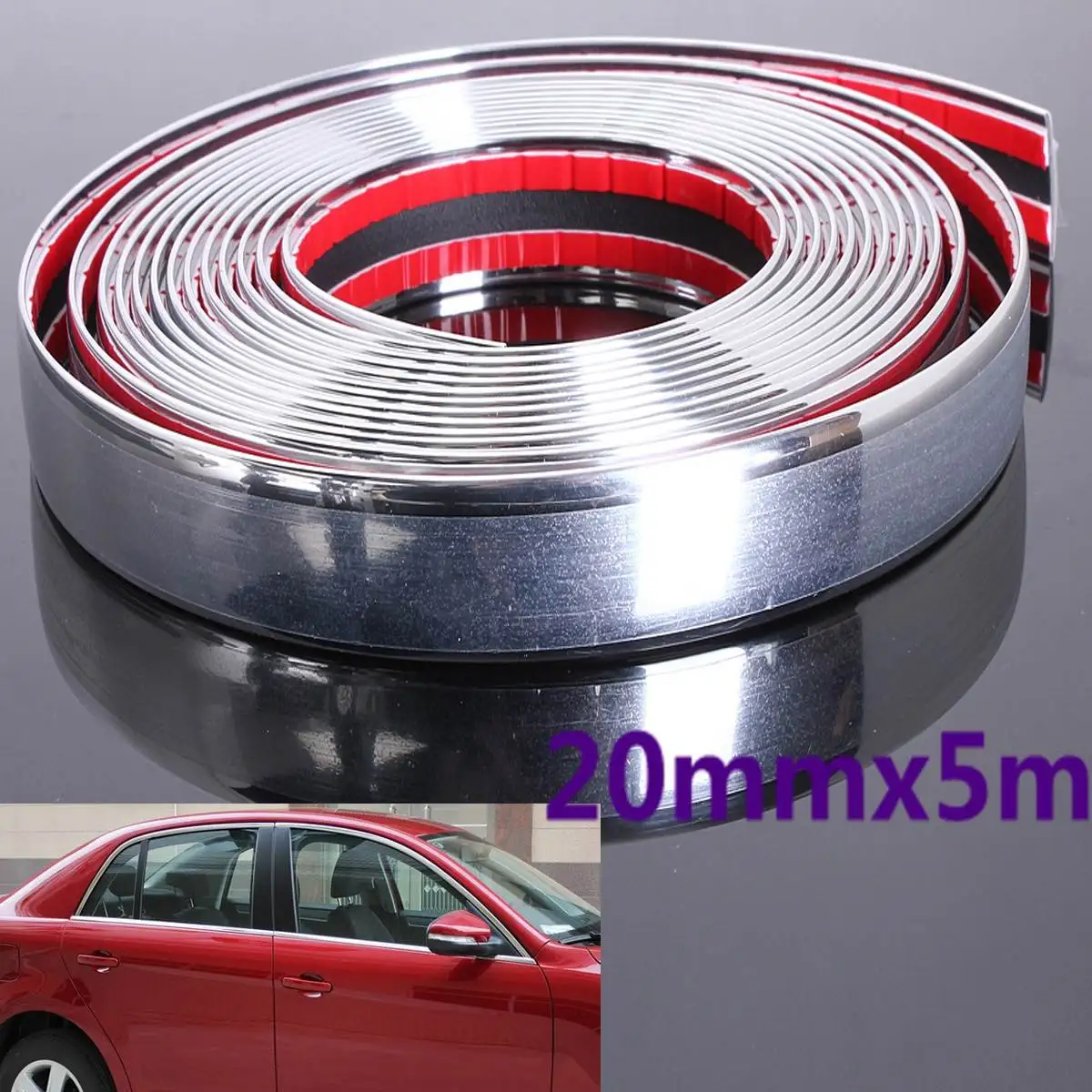 

NEW 20mm 5M Auto Car Styling Decorative Moulding Strip Trim Self Adhesive Protecter Decal Chrome Styling Van