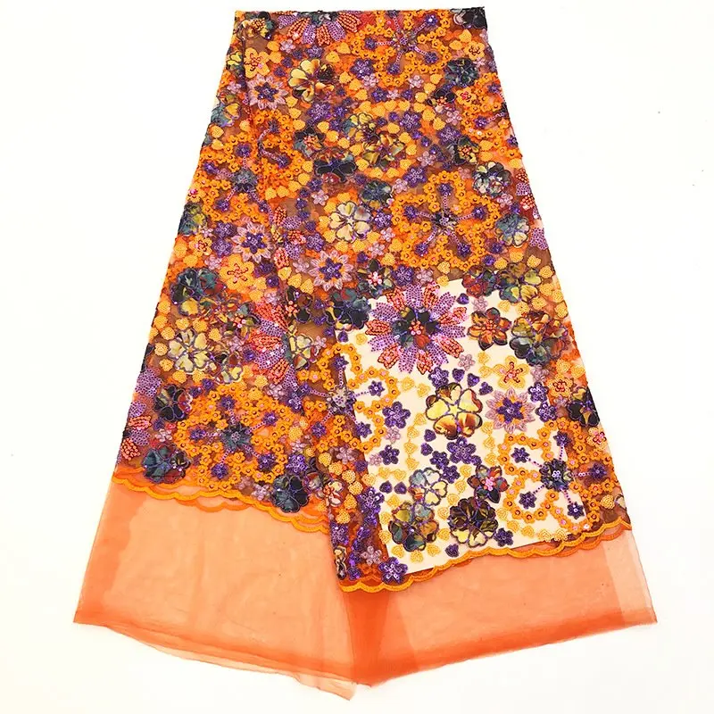 

sequins lace fabric 2020 high quality french chiffon lace fabric 5 yards/pieces african mesh fabrics for party dress