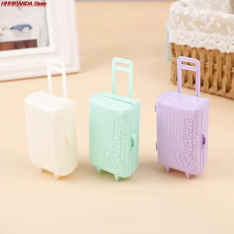 

1PC Dollhouse Miniature 3 colors Plastic Luggage Suitcase Storage Trolley Case Travel Toy for 26-30cm Barbie doll