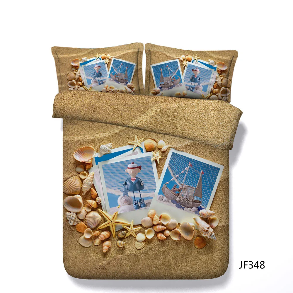 Оригинальное цифровое постельное белье HD с изображением песка и ракушки