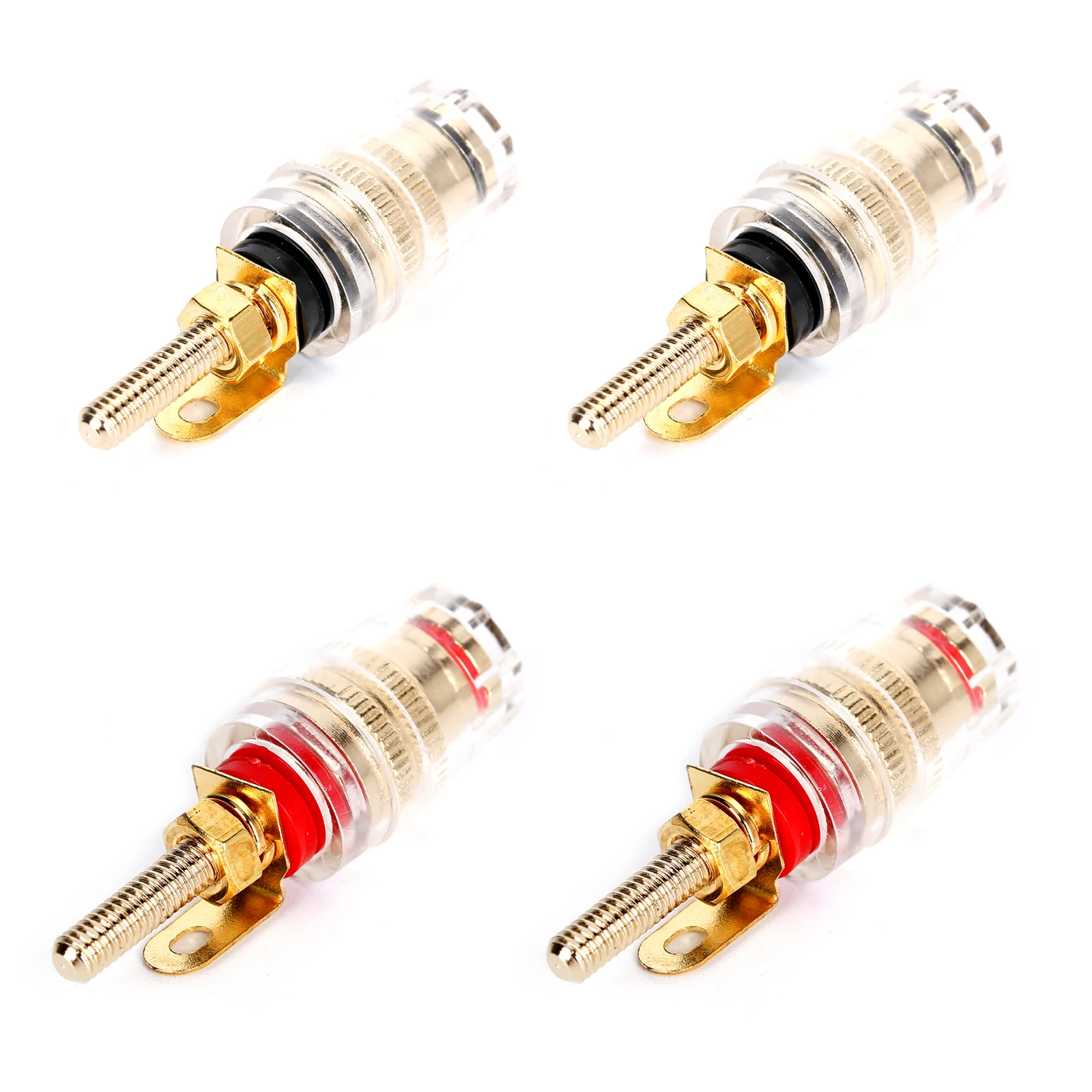 

4Pcs/Lot(2Black+2Red)Gold-Plated Terminal Blocks 4mmBanana Female Jack Socket Connector For Audio Amplifier Speaker Binding Post