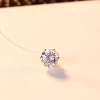 fashion invisible fish line crystal choker necklace pendants zircon women clavicle chain lady girl gift elegant women necklace