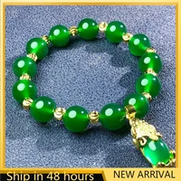 chalcedony bracelet 5a 10mm pi xiu green agate bracelet color protection beads bracelet bangles for women braclets for women