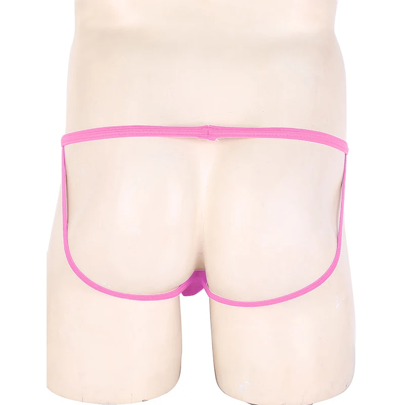 Мужские трусы стринги с низкой посадкой синие сетчатые танга открытой ягодицей