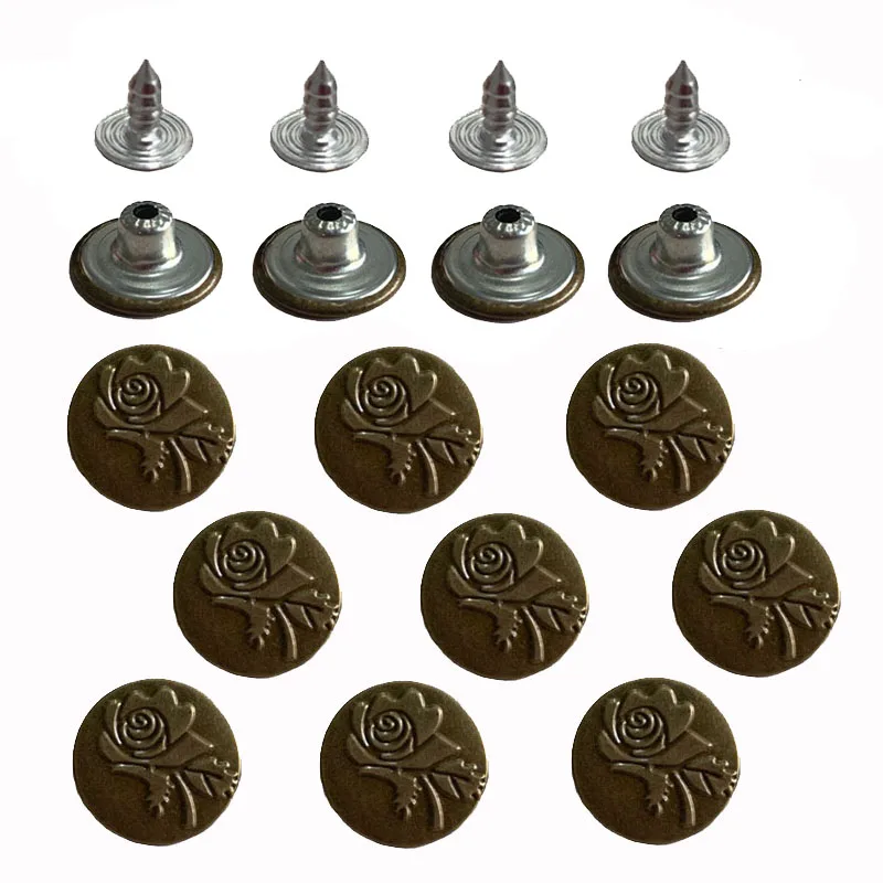 50 наборов бронза узор в виде розы металлические пуговицы с хвостовиком акриловые