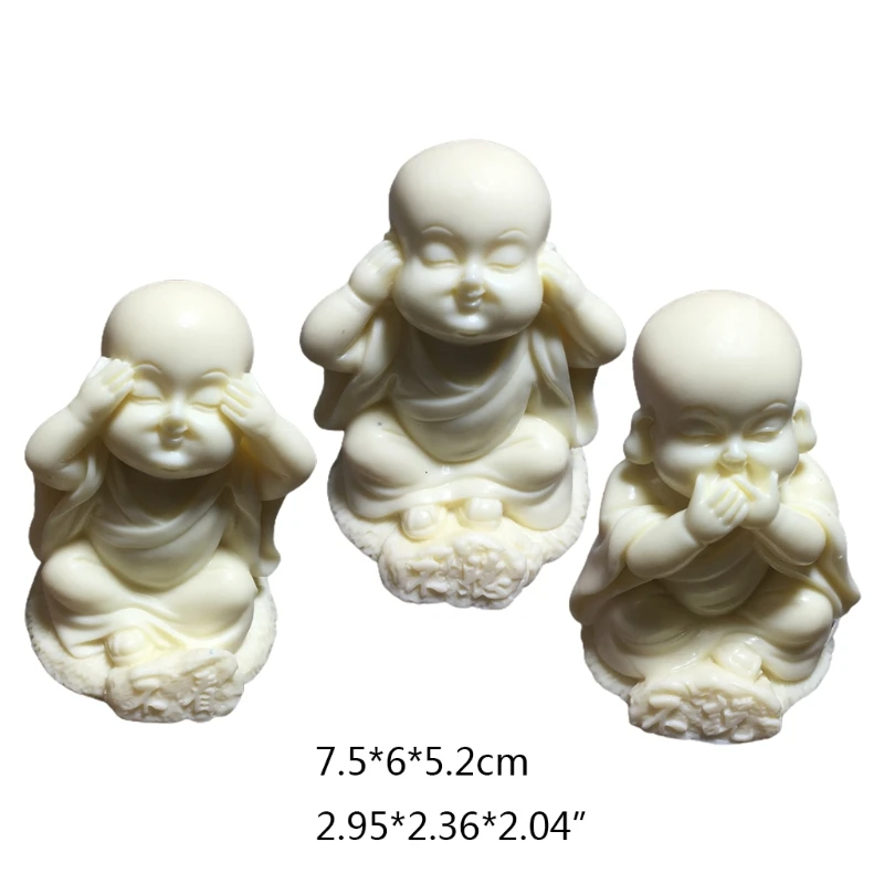  Cute Meditating Monks Figurines Statue Tea Pet Desktop Ornament 3 Baby Statues Crafts Zen Sculpture Home Décor | Дом и сад