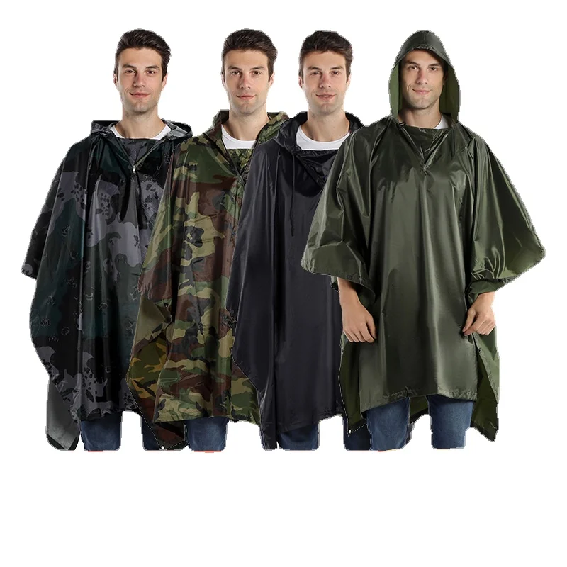 

Непромокаемый уличный плащ из полиэстера, водонепроницаемый дождевик для мужчин и женщин, накидка-пончо, прочная одежда для рыбалки, кемпин...
