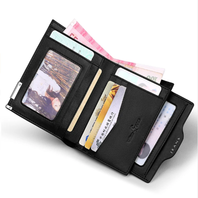 

WilliamPolo ultra thin leather wallet men's short fashionable multifunctional buckle clip detachable driver's license card cover