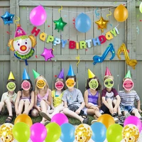 cartoon clown printed colorful latex balloon green confetti balloons kids birthday party decor clown theme party supplies