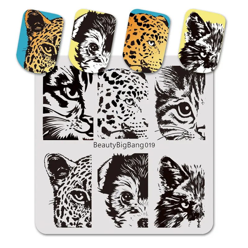 

BeautyBigBang Nail Stamping Plates 6*6cm Stamping Mold For Nails Cat Tiger Leopard Eye Image Template Nail Art Stencils