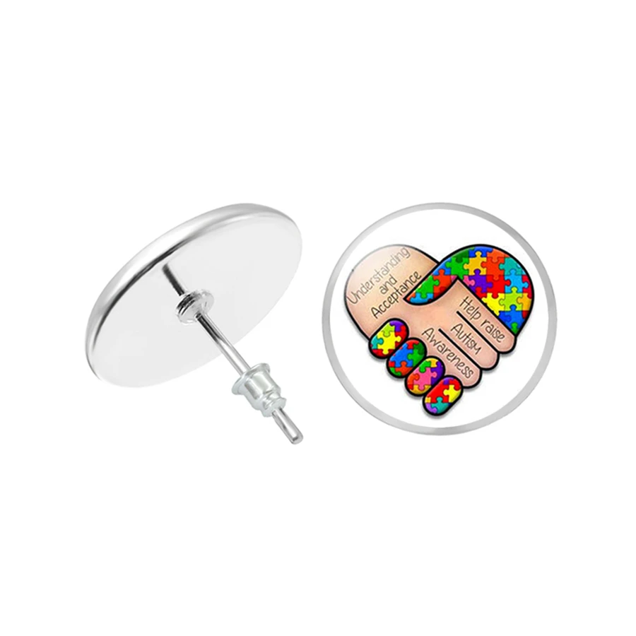 Новые аутистические серьги в форме сердца ручная работа гвоздики серебряные