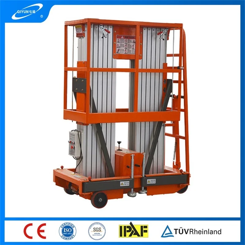 

Qiyun CE ISO Aluminum 8m 200kg Portable Platform Double Mast Aluminum Alloy Man Lift with ODM OEM