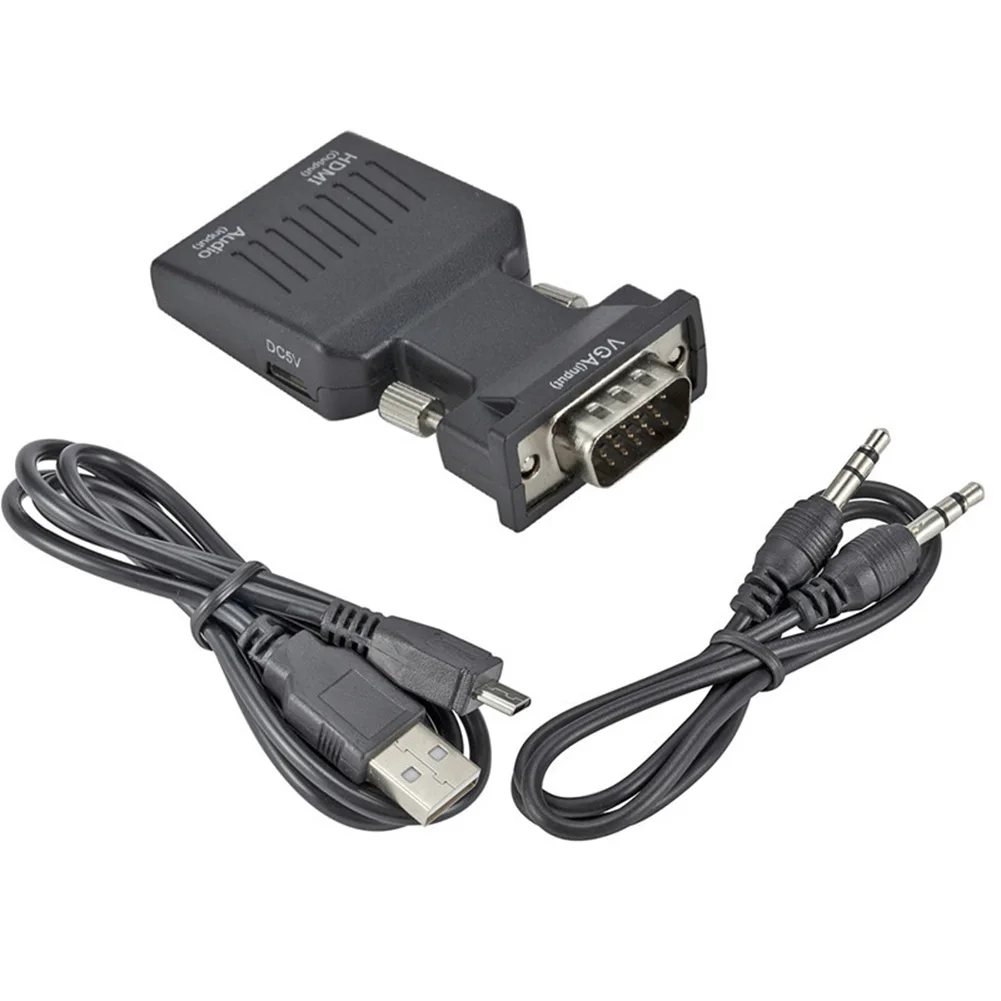 Универсальный адаптер VGA-HDMI 1080P VGA (штекер)-HDMI (гнездо) с аудиовходом из