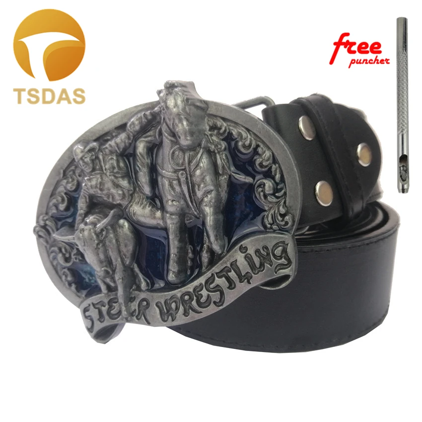 Ковбойская пряжка для ремня с серебристым покрытием 3D Серебристые Металлические