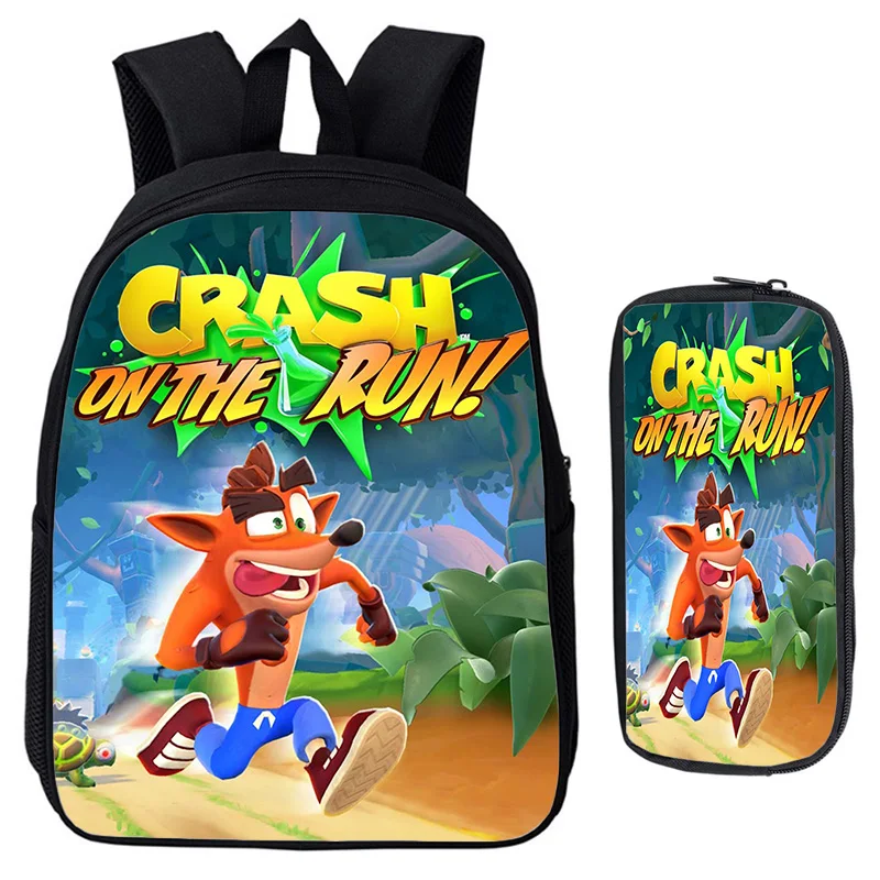 

Kids Crash Bandicoot 4 Backpack 2pcs Set Kindergarten Bag Pen Bag Children School Bags 12 Inch Zipper Rucksack Cartoon Mochila