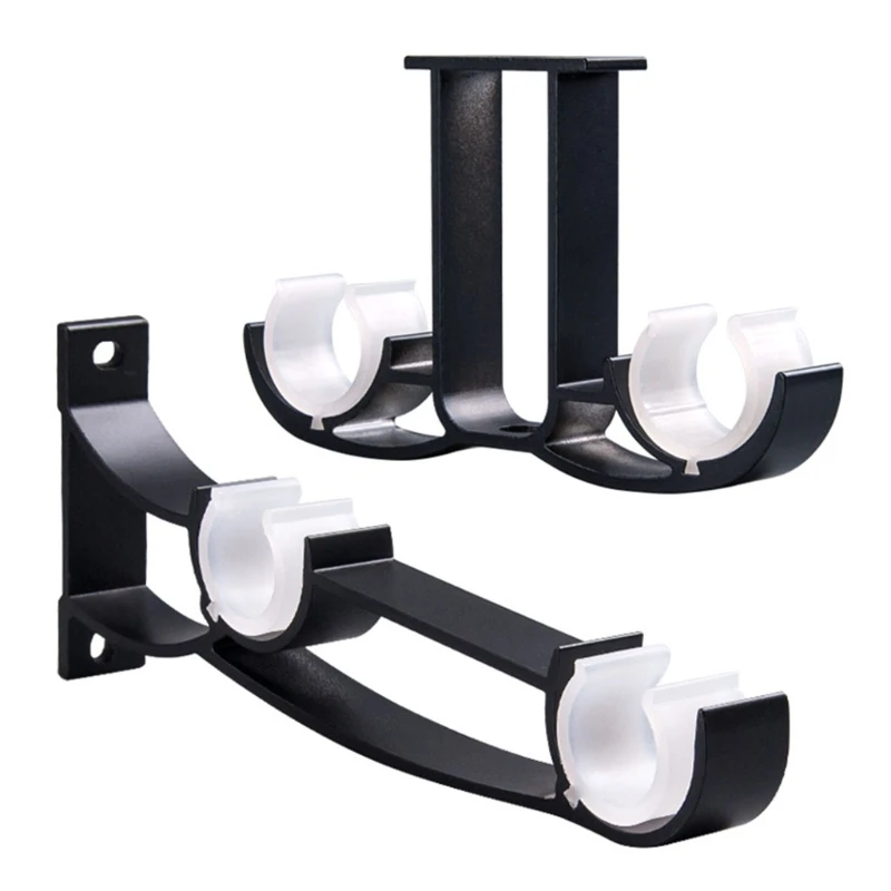 

Double Curtain Rod Brackets Window Hardware Holder Home Decor Side Top Mounted Easy to Install 1pc