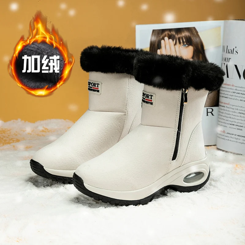

Women Sport Shoes Winter Snow Boots for Girls High Top Fur Inside Ladies Keep Warm Snow Shoes Height Increasing Walking Sneakers