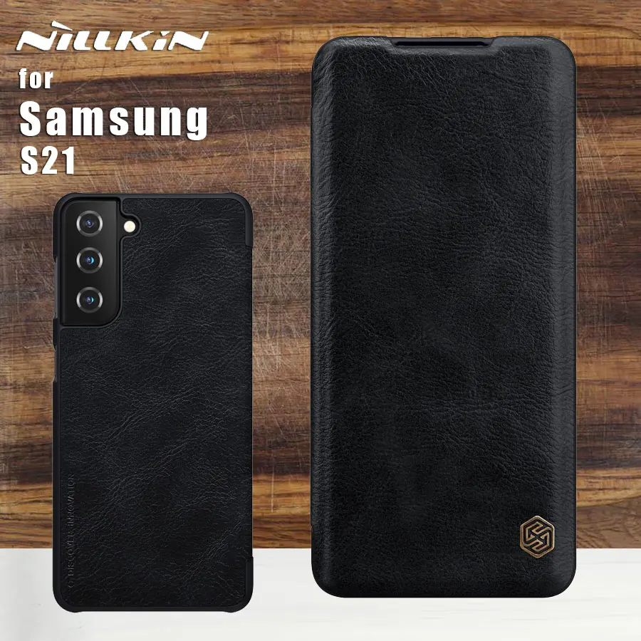 

Nillkin For Samsung Galaxy S21 5G case qin Leather Pu full 360 Phone Case Protective Back Cover For Samsung S21