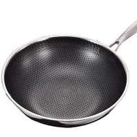 kitchen fixture non stick pan double sided honeycomb 304 stainless steel wok without oil smoke frying pan wok without phosphorus