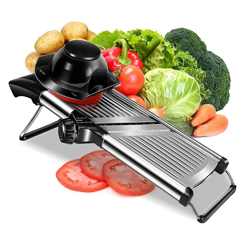 

Adjustable Mandoline Food Slicer - Professional Handheld Stainless Steel Kitchen Julienne Cutter for Slicing Food Fruit