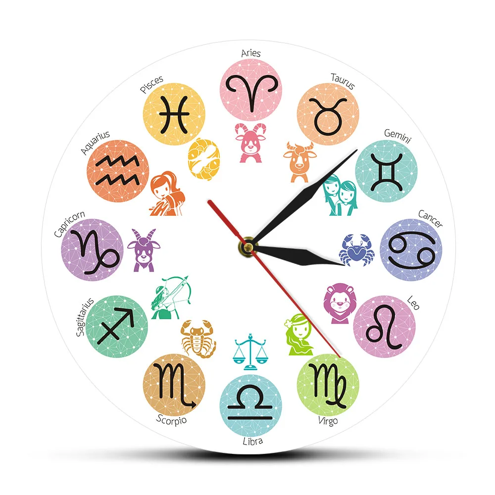 Мультяшные Знаки зодиака декоративные настенные часы детская комната