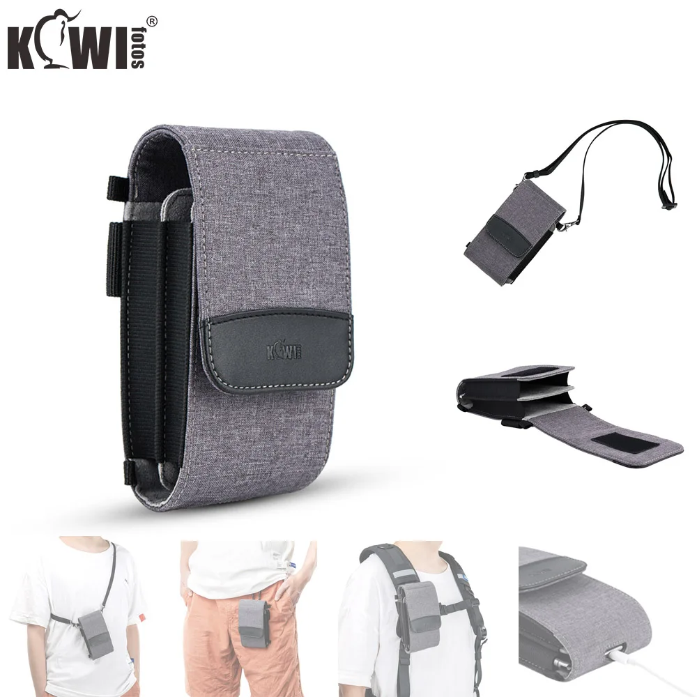 

New Dual-layer Durable Smart Phone Pouch Case Photo Bag for Power Bank Credit Card or ID Card with Carabiner and Shoulder Strap